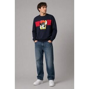 Southpole Men's 3D‎ Graphic Sweatshirt Navy Red Size Medium Retro Streetwear